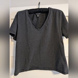 Athleta Women's Charcoal Striped V-Neck Tee